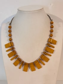 Antique Amber Necklace Beads Butterscotch Egg Yolk sz 18"
