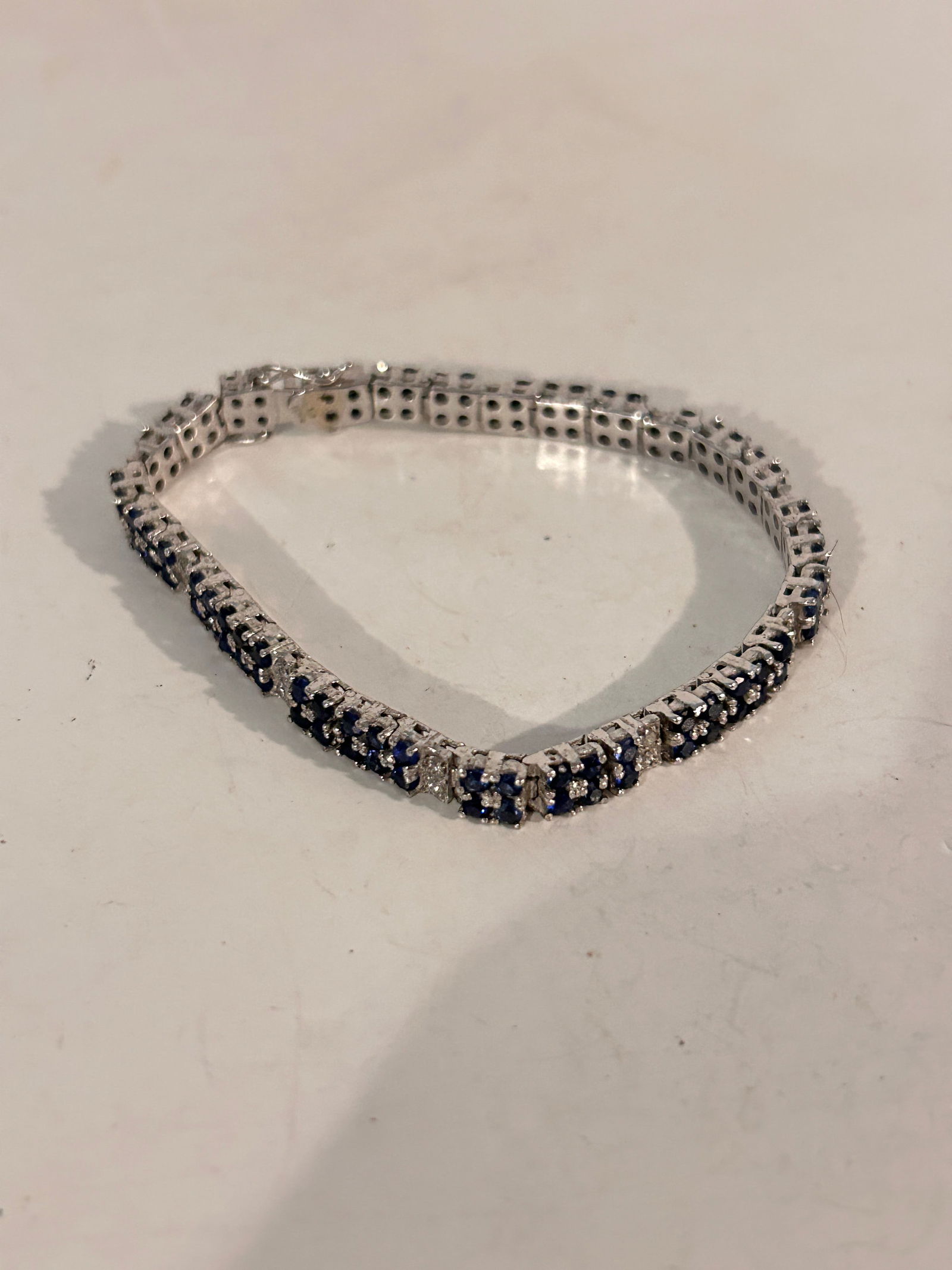 Vintage Sterling Silver tested Topaz Tennis Bracelet Sz 8" (1 of 4)