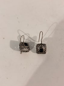 Vintage Sterling Silver onyx filigree Earrings