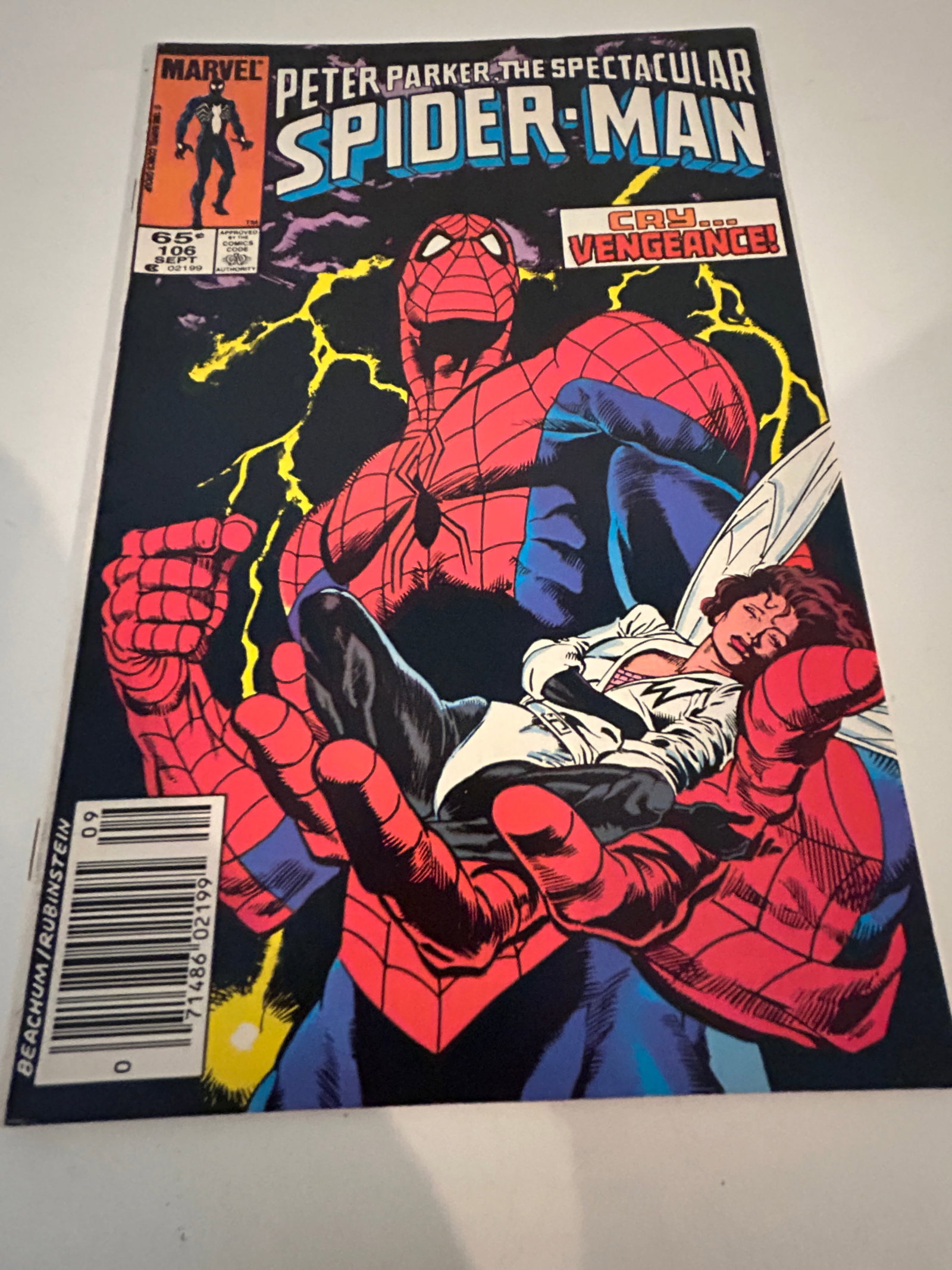 Vintage Comic Book Peter Parker Spectacular Spider-Man # 106: Item comes exactly as shown Know what you are bidding on. Carefully refer to and examine all photos, ask questions, do research, etc., to determine (Authinticity) . before bidding in order to determin