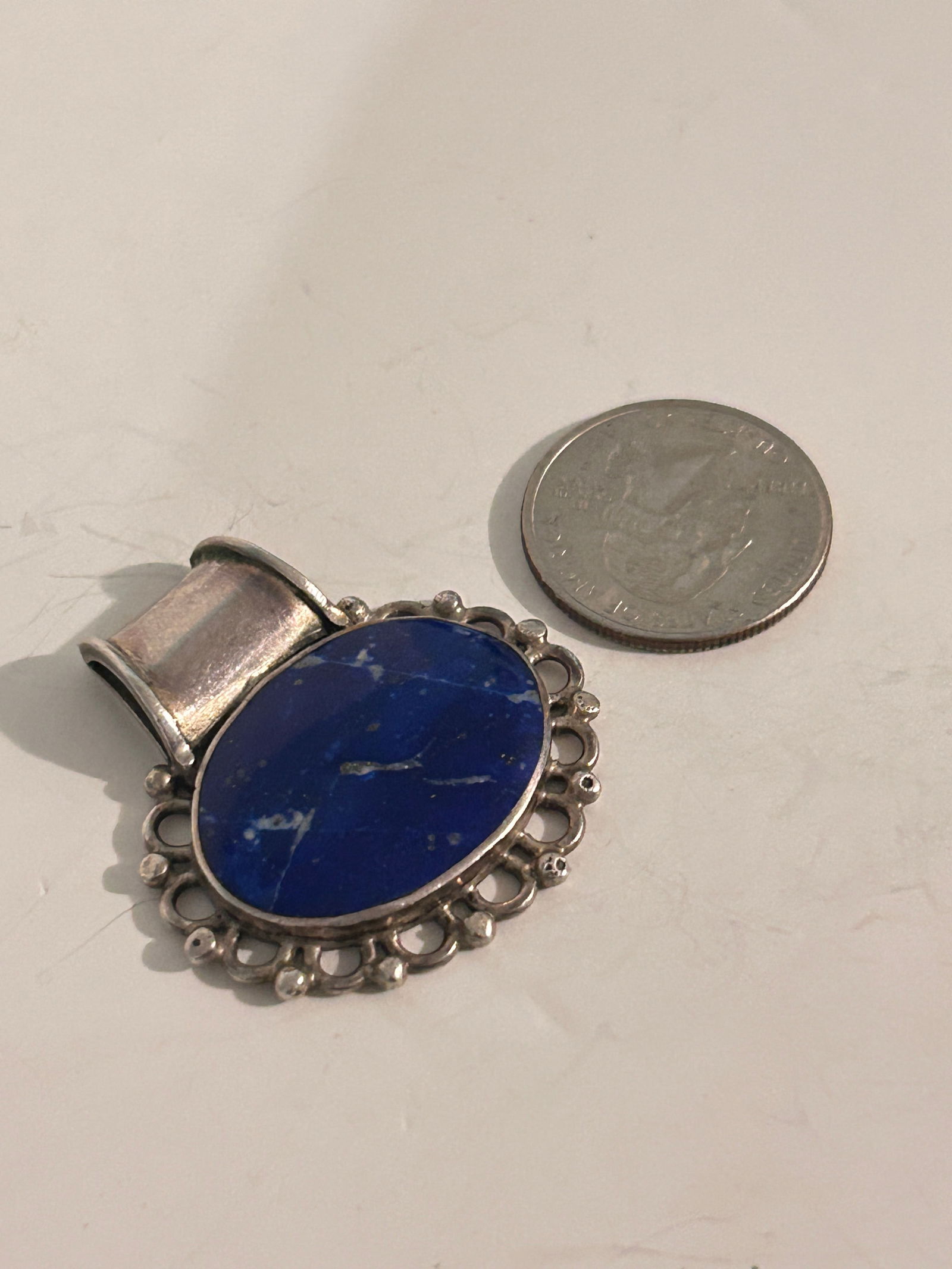Vintage Sterling Silver Blue Lapis Pendant (1 of 5)