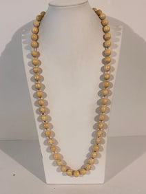 Vintage Beaded heavy Bone Necklace 32"