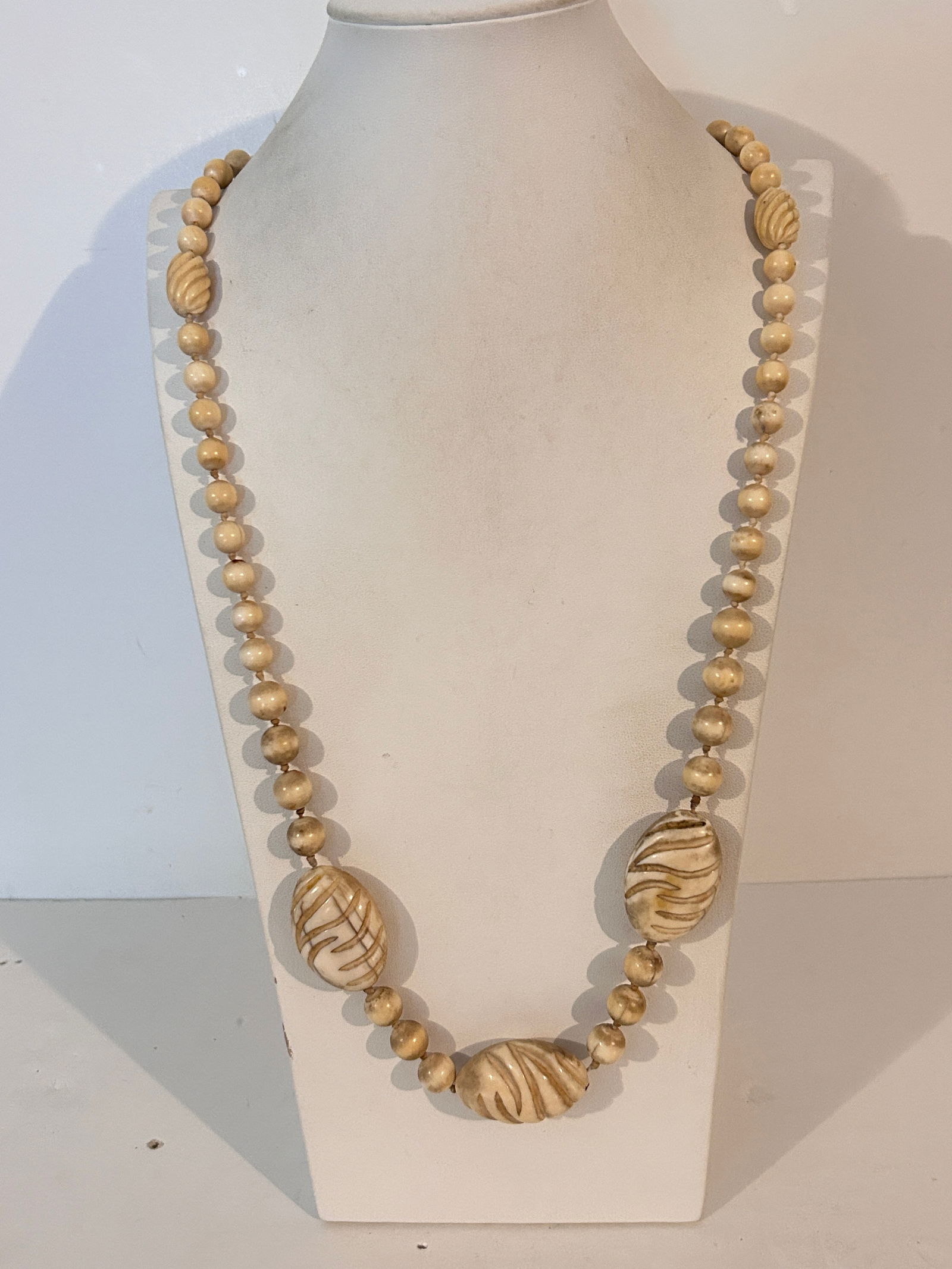 Vintage Bone bead Necklace 38": Vintage Bone bead Necklace 38" Please view all photos as they are part of the description and condition of this Item, Feel free to contact me with questions or picture requests! Used Item AS IS