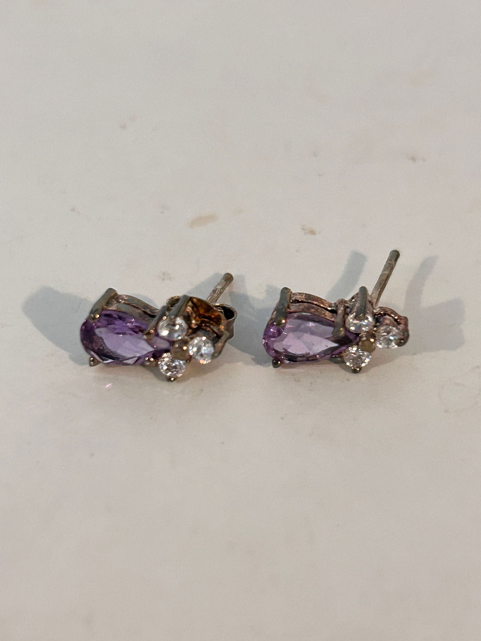 Vintage Sterling Silver Amethyst post Earrings (1 of 5)