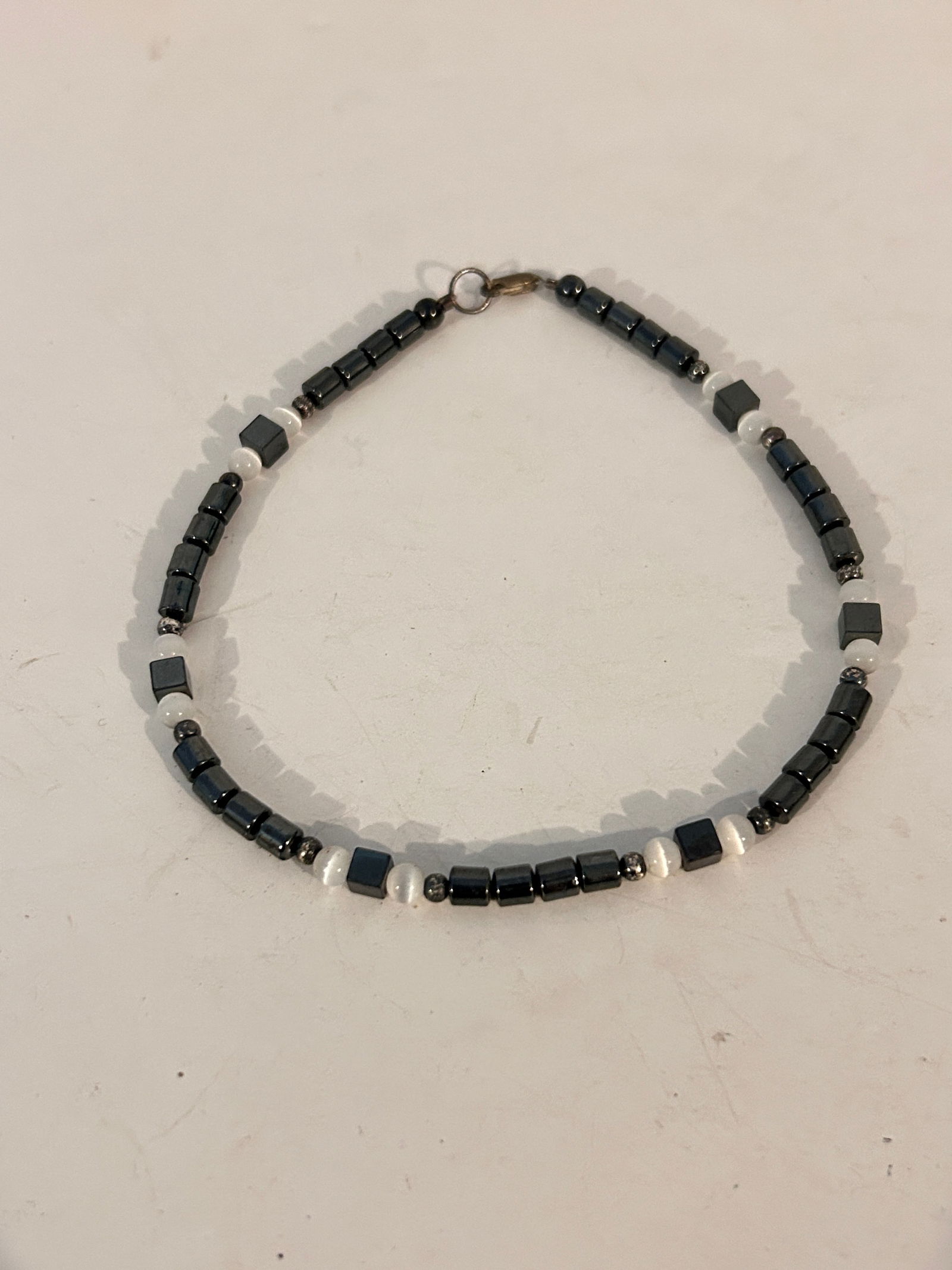 Vintage Sterling Silver Hematite/black Bracelet 10" (1 of 4)