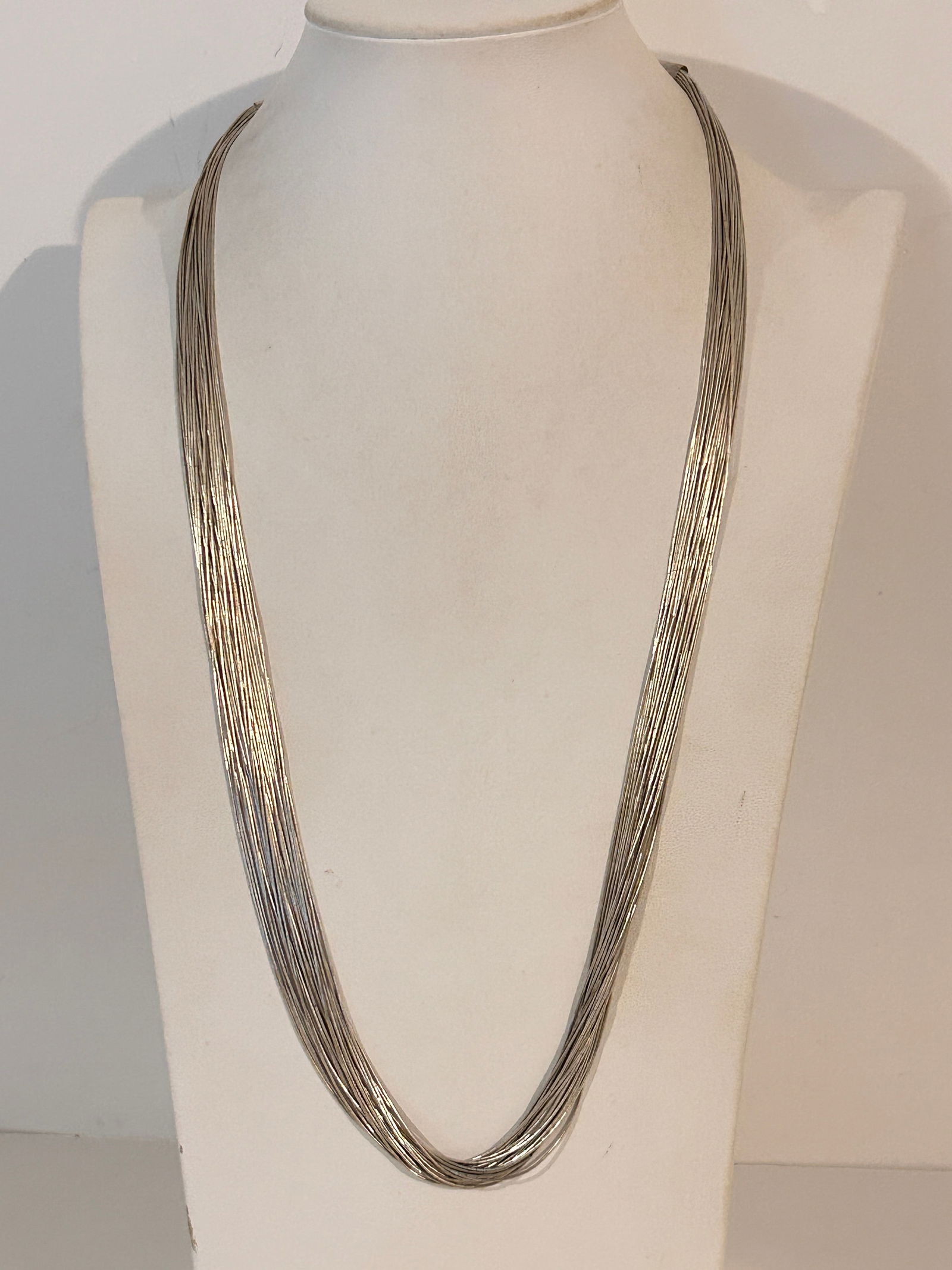 Vintage Sterling Silver Liquid Silver Multi Strand Necklace 30" Southwestern (1 of 7)