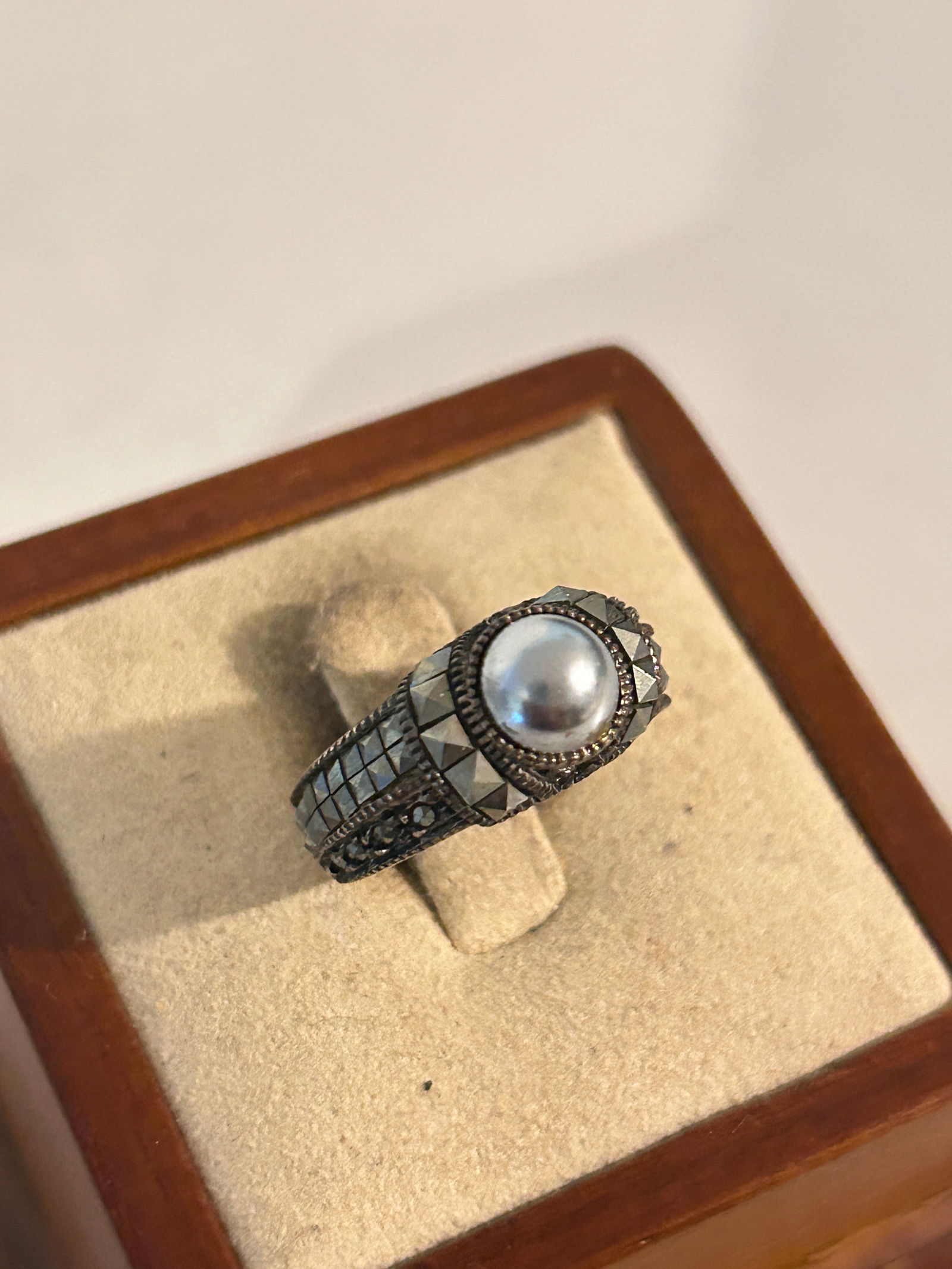 Vintage Sterling Silver JJ judith jack marcasite Ring Size 6 (1 of 5)