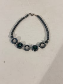 Vintage Hematite/black Bracelet 9"