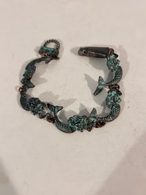 Vintage Copper Mermaid Bracelet 8"