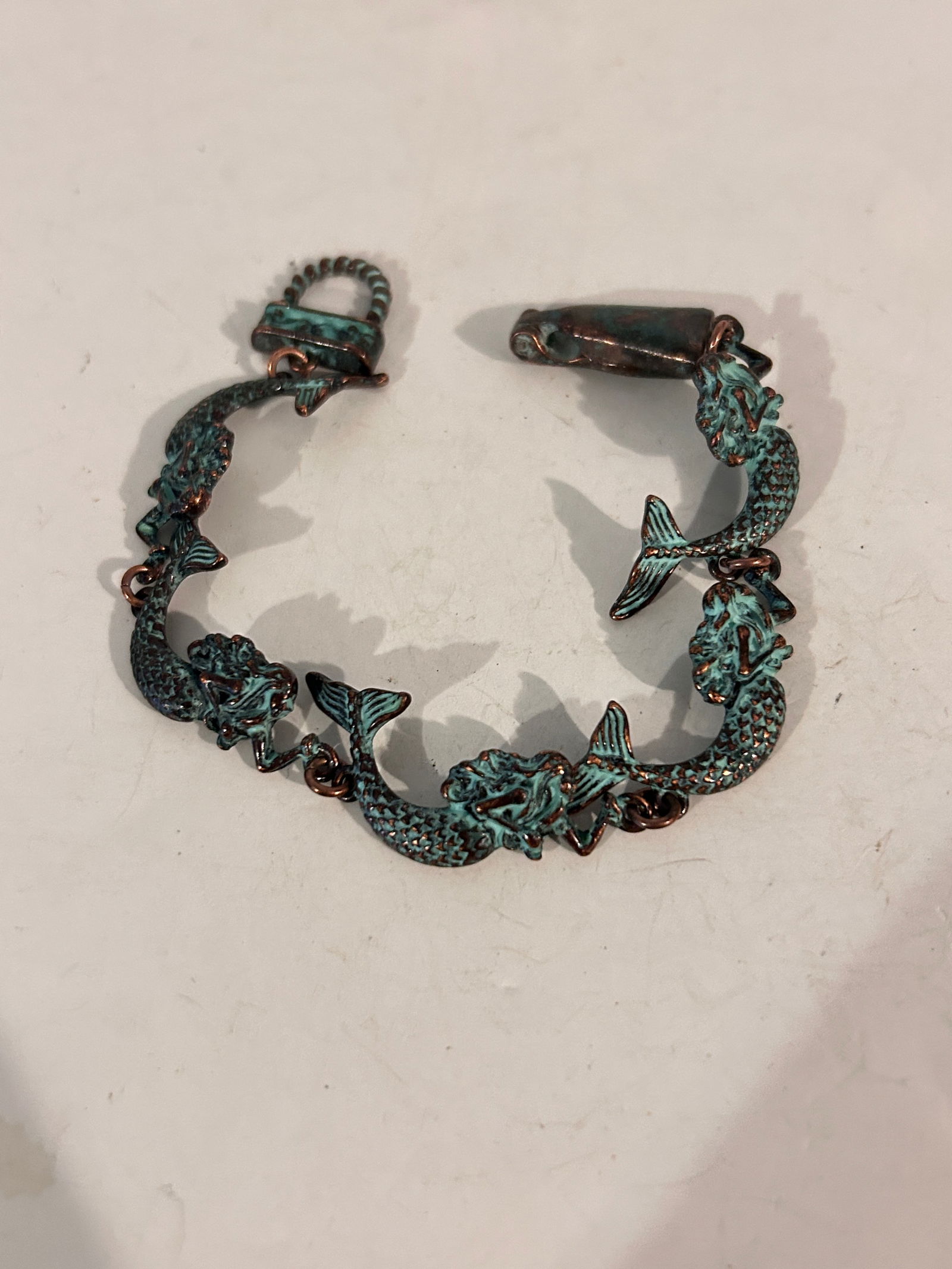 Vintage Copper Mermaid Bracelet 8" (1 of 4)