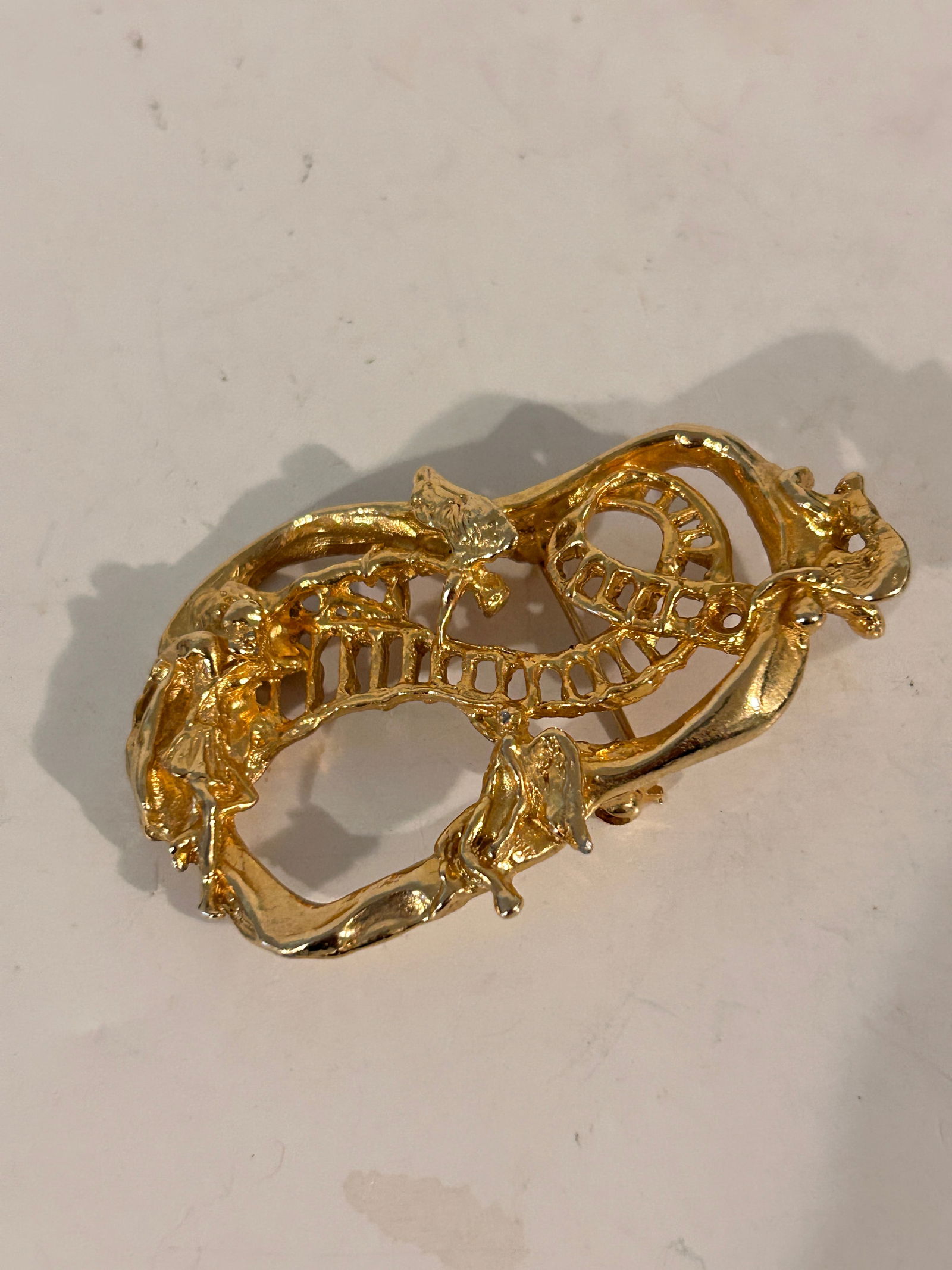 Vintage Yaacov Heller Signed Goldtone Jacob's Ladder Modernist Brooch Pin (1 of 4)