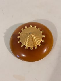 Vintage Liz Claiborne Gold-Tone Large Butter scotch Brooch Pin
