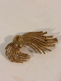 Vintage Signed M Jent Gold Tone Modernist brooch