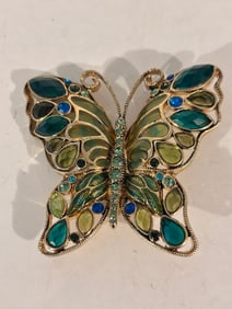 Vintage Monet butterfly green Brooch