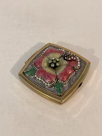 Vintage  Enamel rhinestone trinket box