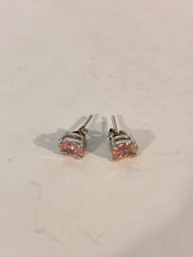 Vintage Sterling Silver pink post Earrings
