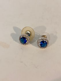 Vintage Sterling Silver blue post Earrings