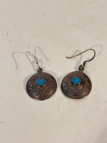 Vintage Sterling Silver Turquoise Navajo Earrings