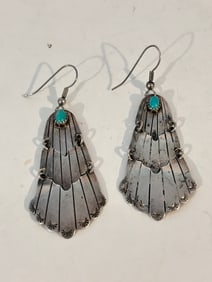 Vintage Sterling Silver Turquoise Navajo Earrings