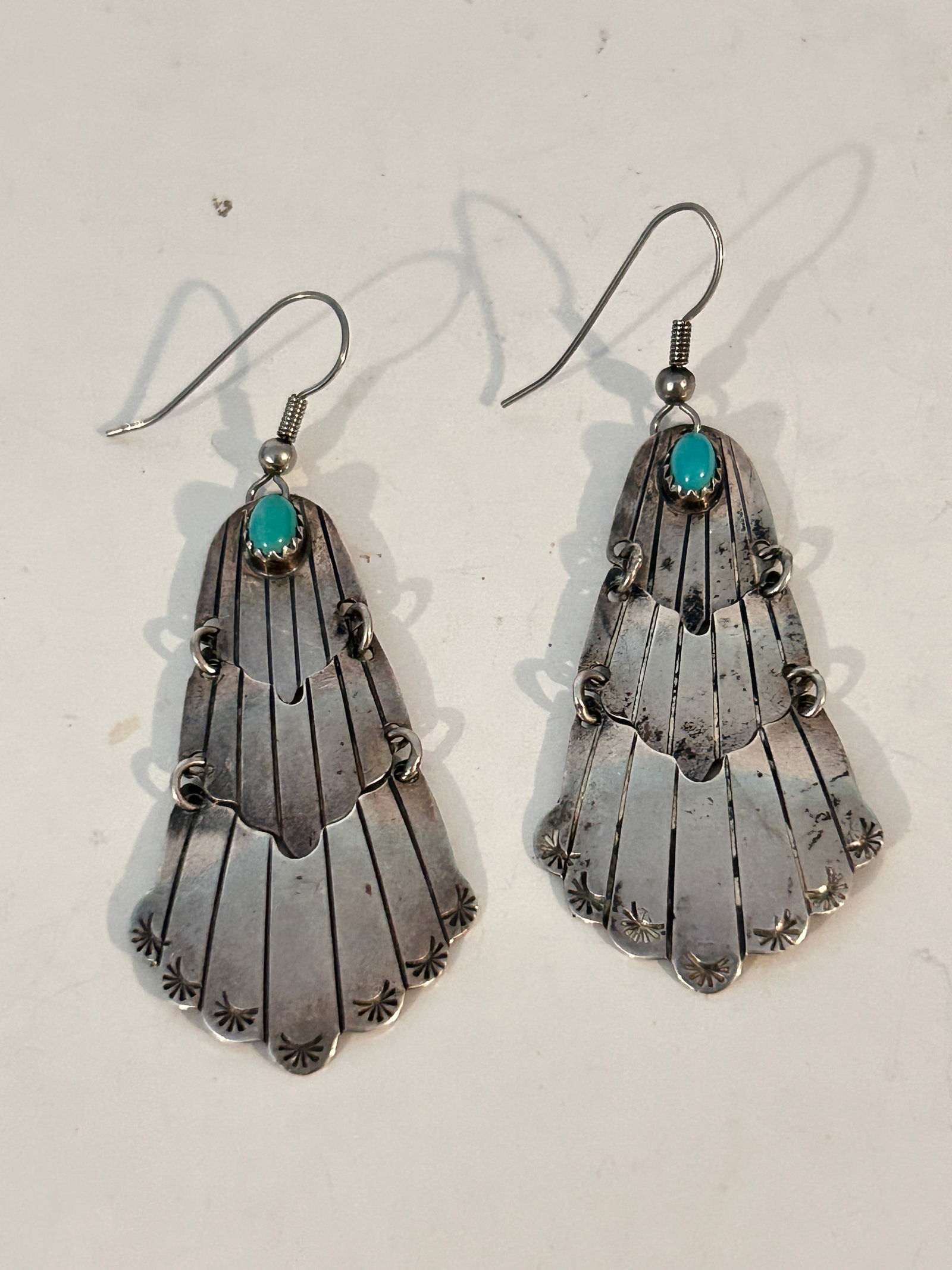 Vintage Sterling Silver Turquoise Navajo Earrings (1 of 5)