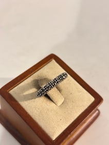 Vintage Sterling Silver Marcasite Band Ring Size 6