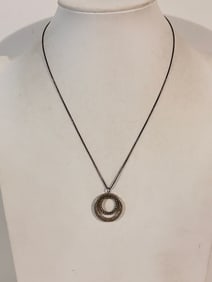 Vintage Sterling Silver double loop pendant Necklace 18"
