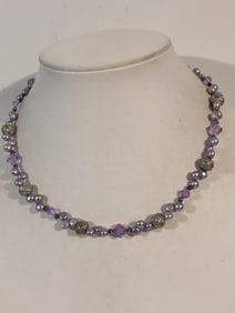 Vintage Sterling Silver Swarovski Crystal Necklace 17"