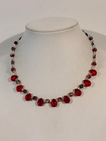 Vintage Sterling Silver Swarovski Crystal Necklace 17"