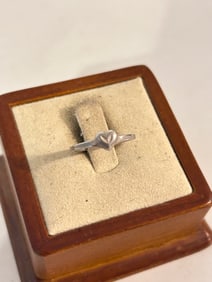 Vintage Sterling Silver Heart Ring Sz 5