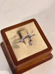 Vintage Sterling Silver Heart Rhinestone Ring Sz 9