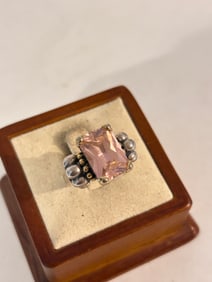 Vintage Sterling Silver Rhinestone Ring Sz 7