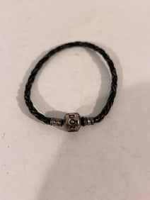 Vintage  Sterling Silver leather Pandora Bracelet 7"