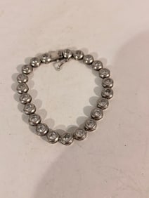 Vintage  Sterling Silver Rhinestone Bracelet 7"