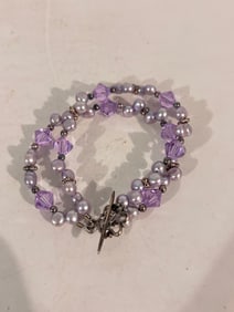 Vintage  Sterling Silver Swarovski Crystal Bracelet 7"