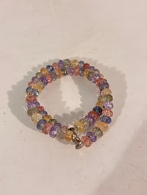 Vintage  Sterling Silver Gemstone 2 strand Bracelet 7"