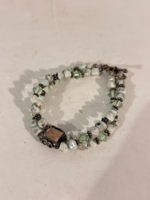Vintage  Sterling Silver Swarovski 2 strand Bracelet 7"