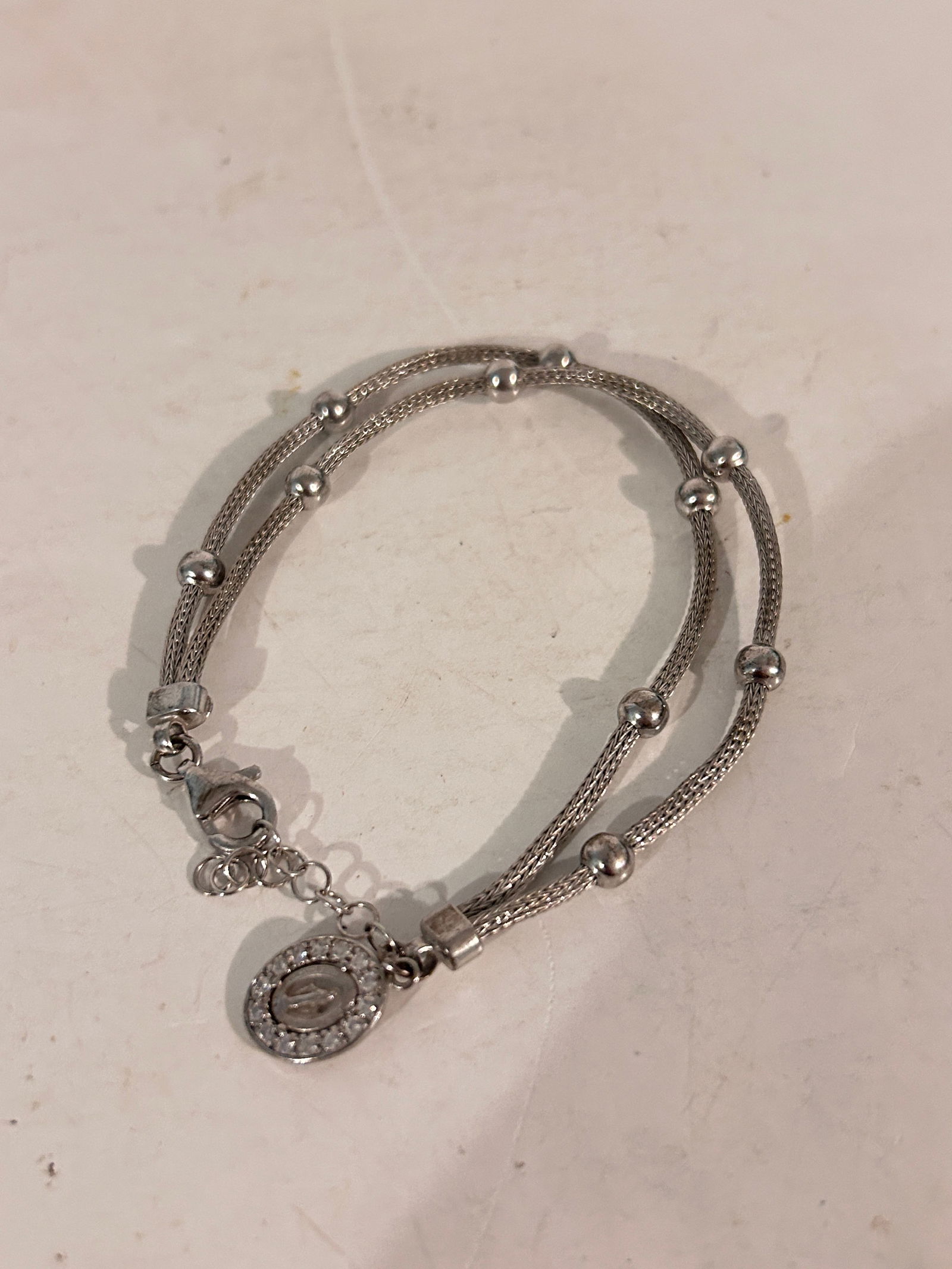 Vintage  Sterling Silver mesh 2 Strand Bracelet 7" (1 of 5)