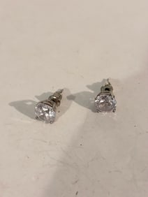 Vintage  Sterling Silver rhinestone post Earrings