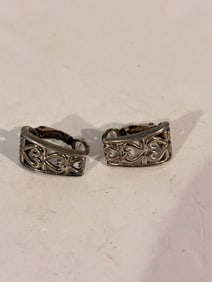 Vintage  Sterling Silver Thailand heart Earrings
