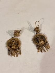 Vintage brass filigree dangle Earrings