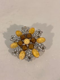Vintage yellow floral Brooch