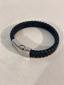 Vintage  stainless steel leather Bracelet 7"