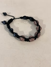Vintage  heavy glass bead adjustable Bracelet