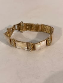 Vintage Mother of Pearl mesh Bracelet 7"