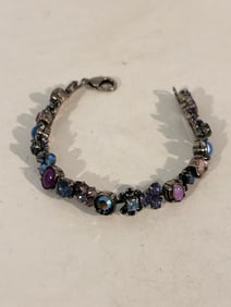 Vintage Sorrelli Multicolor Swarovski Crystal Tennis Bracelet 7"