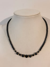 Vintage Hematite/black Necklace 20"