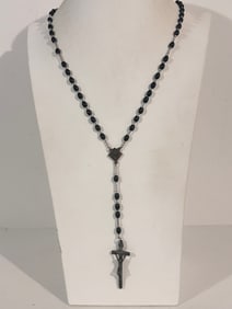 Vintage  Wood Rosary Wood & Metal Crucifix Cross