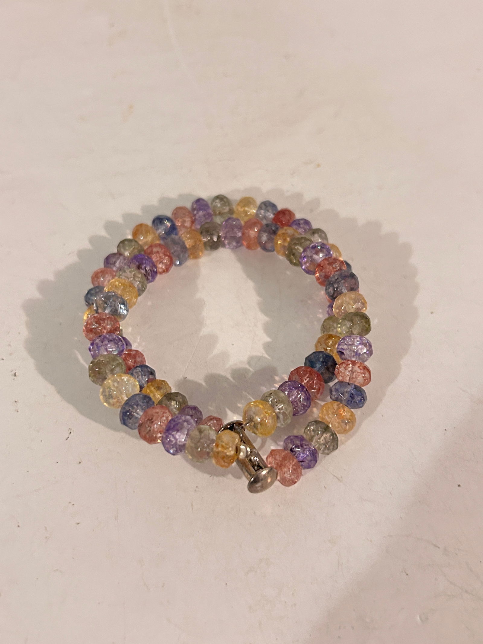 Vintage  Sterling Silver Gemstone 2 strand Bracelet 7" (1 of 5)