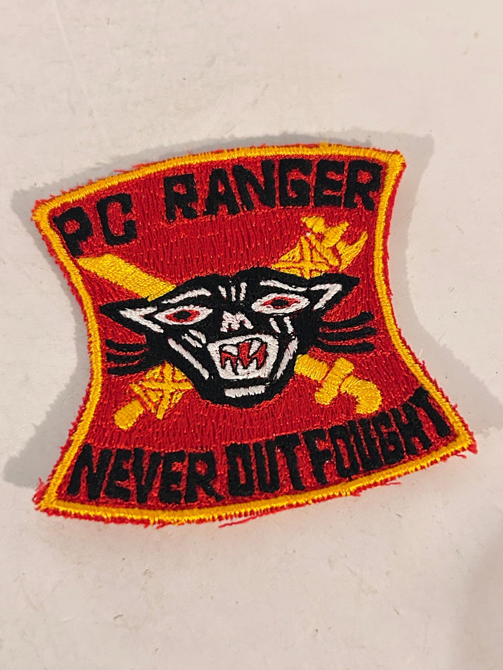 Vintage Pc Ranger Never Out Fought Patch: Vintage Pc Ranger Never Out Fought Patch Please view all photos as they are part of the description and condition of this Item, Feel free to contact me with questions or picture requests! Used Item AS