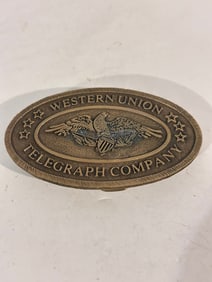 Western Union Telegraph Company Brass Belt Buckle